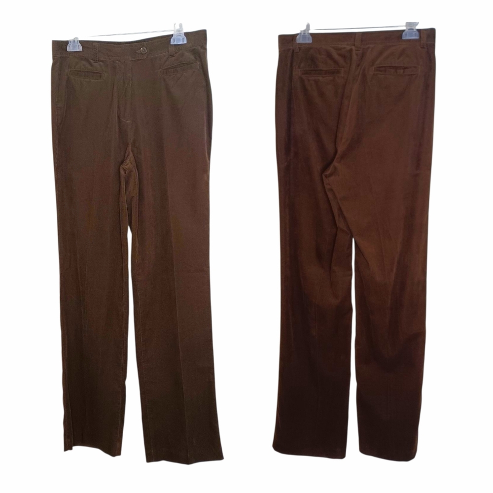 Lands' End High Rise Wide Leg Corduroy Pants Brown Sz 10 Preppy Academia Tall
